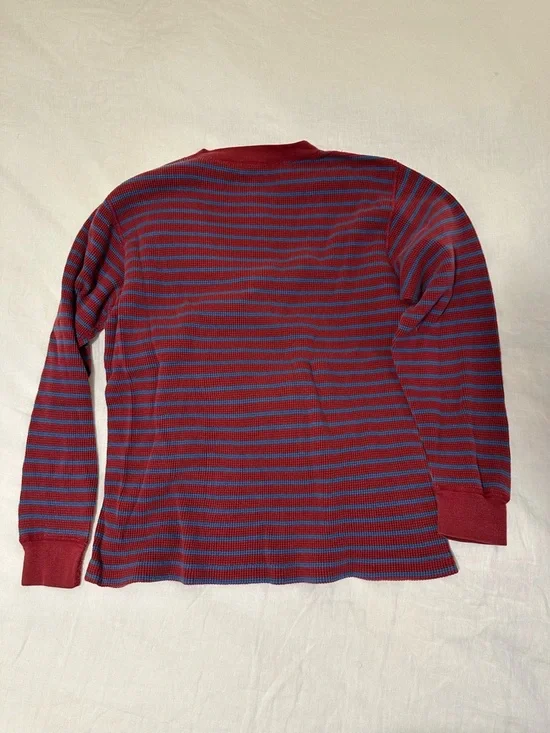 Lands' End Red and Blue Striped Henley Knit Top - Picture 3 of 3